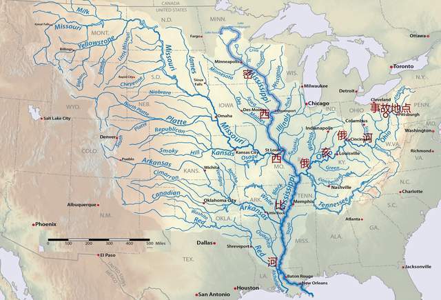 美国河流水系图