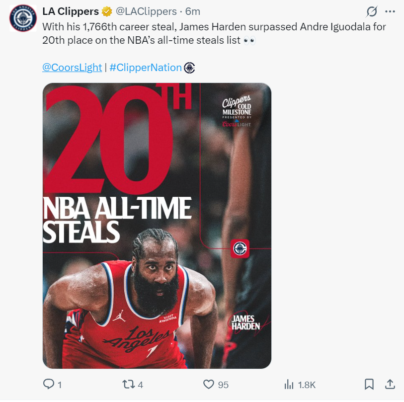 快船拒湖人26分逆轉！小卡復出哈登18+10引7人上雙 詹東55+16 - 