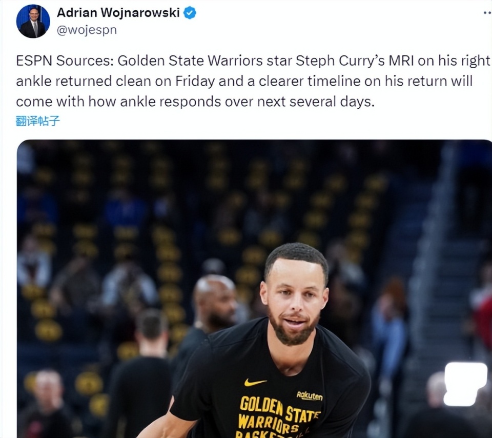 幸无大碍解读库里或缺数战17日打湖人复出勇士有喘息机会