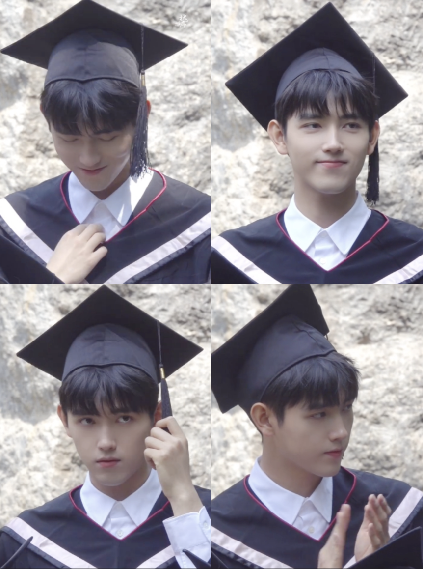 陈飞宇回北电拍毕业照,穿学士服阳光帅气,吴磊论文答辩照也曝光_腾讯