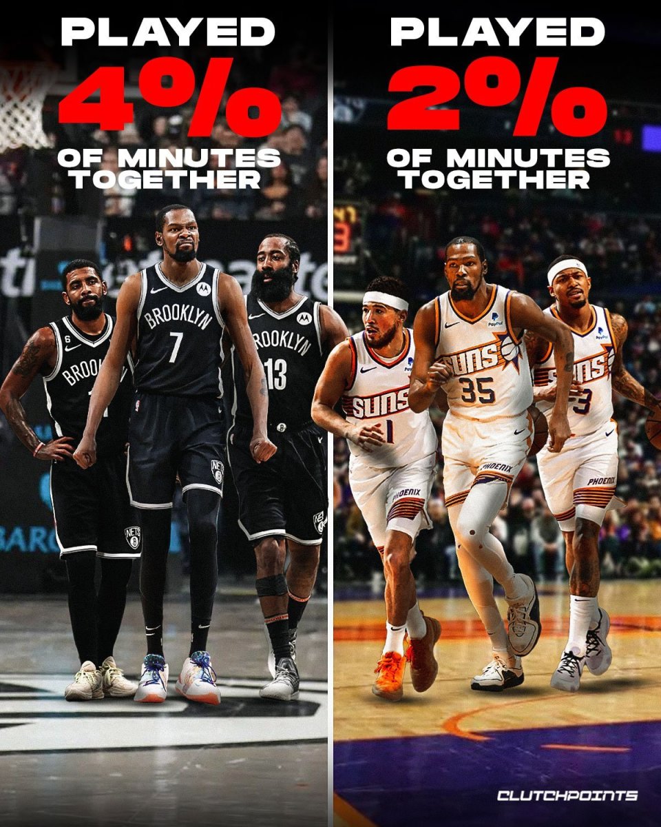 三巨头仅联手出战24分钟 出勤率比篮网三巨头还糟糕