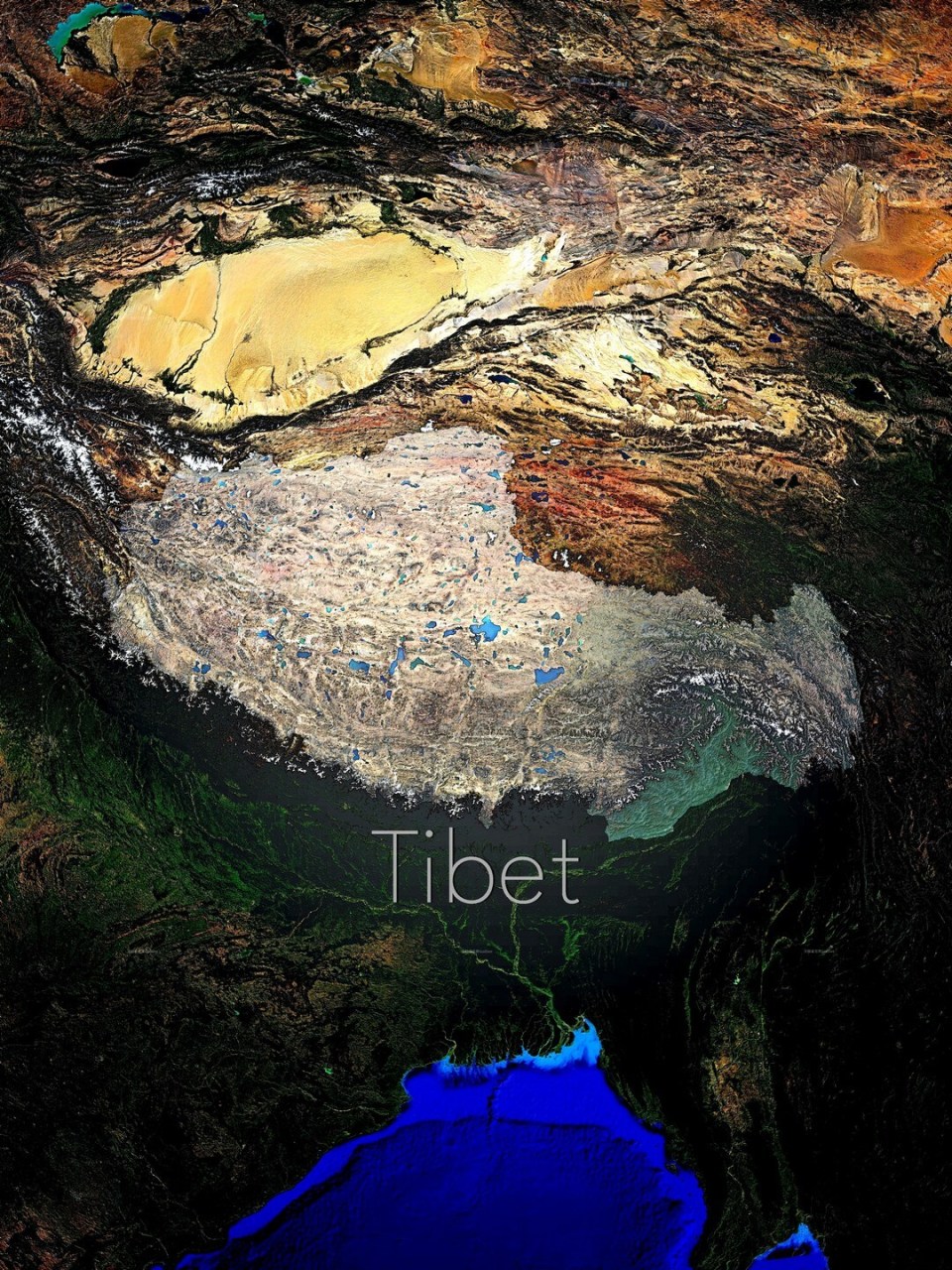 西藏主题卫星地形地图壁纸