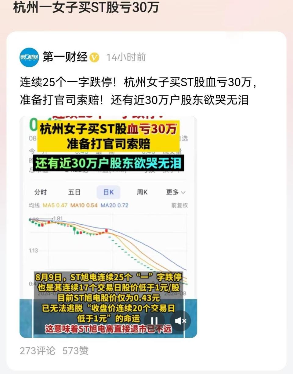 女股民买ST亏30万，意图起诉能获赔吗？炒股犯了啥错误？-腾讯新闻