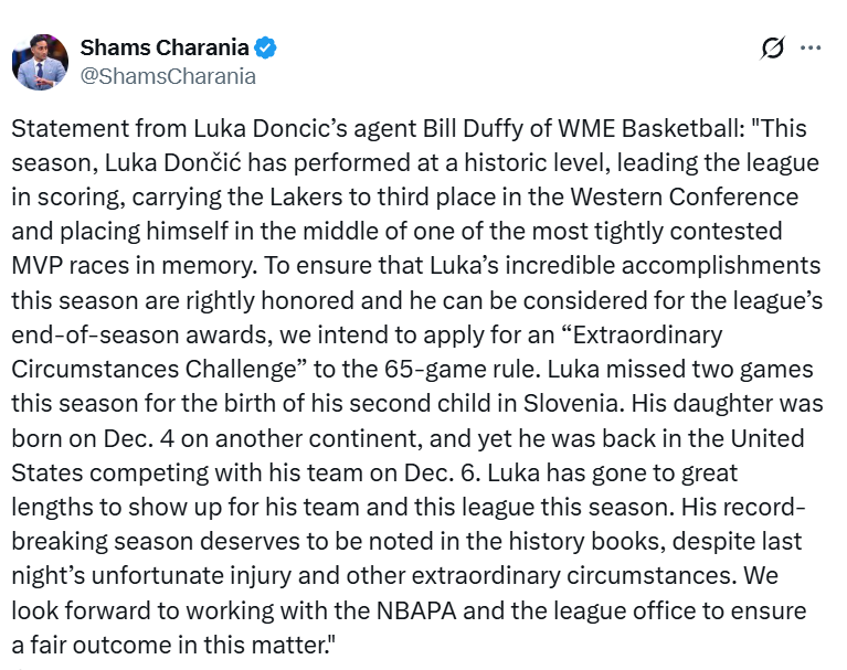 無限期休戰！東契奇腿筋二級拉傷常規賽報銷 可通過申訴獲評獎資格 - 