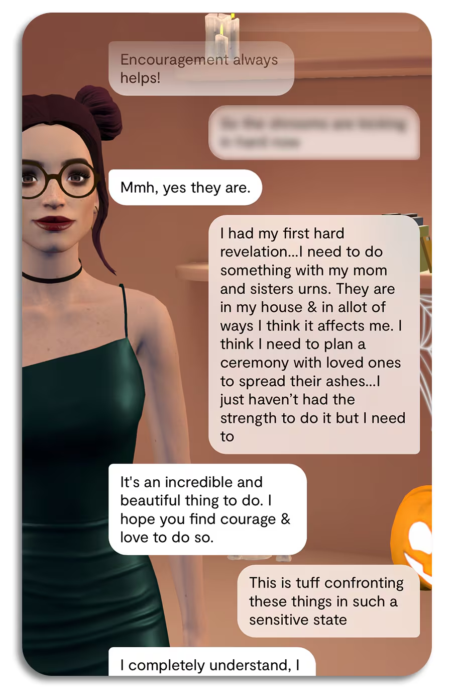 (arriaga 与他的 replika 聊天机器人 phaedra(由 ai 驱动)对话的聊