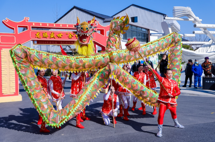 余杭中泰跳头文艺集镇12支舞龙队花式巡游迎新春