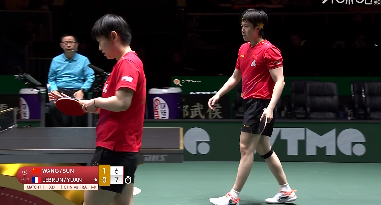火力全開！孫穎莎王楚欽直落三局擊敗法國組合，助中國隊先拿3分 - 