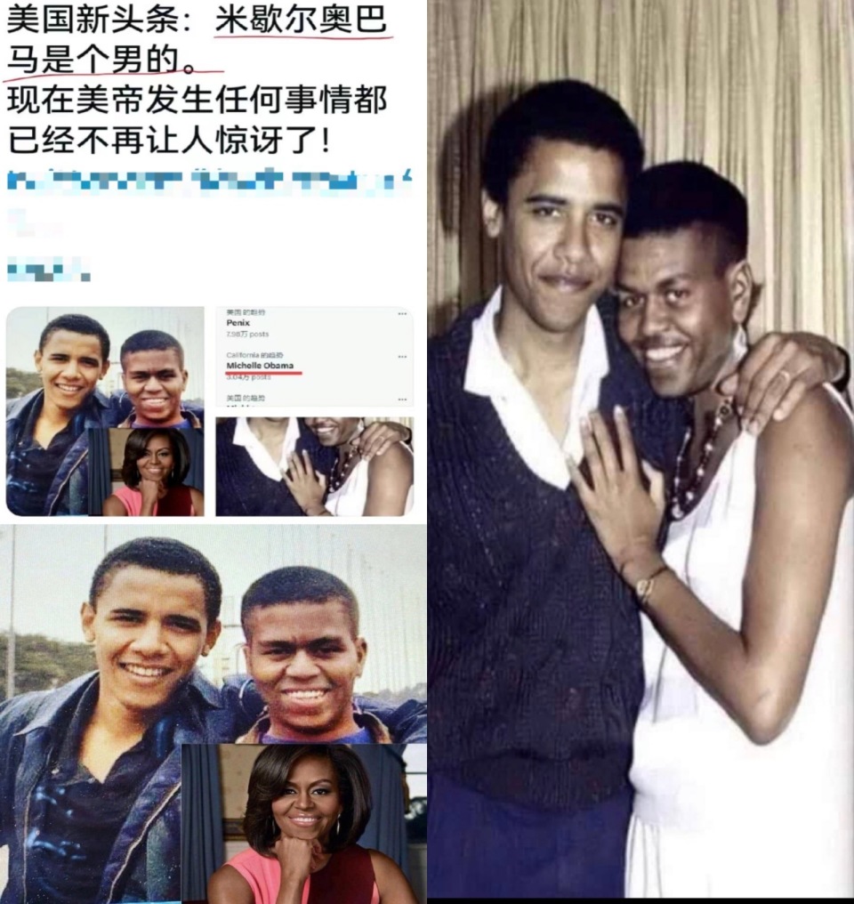 两张照片证明米歇尔奥巴马是个男的?恶意p图