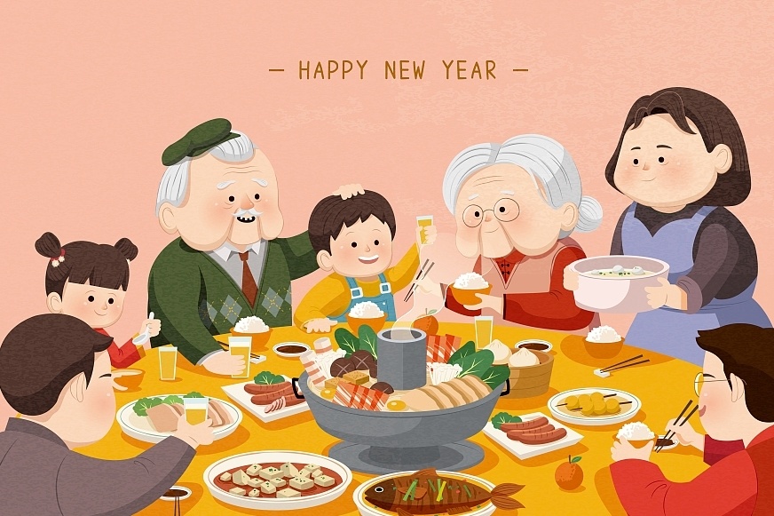 家庭聚餐漫画图片图片