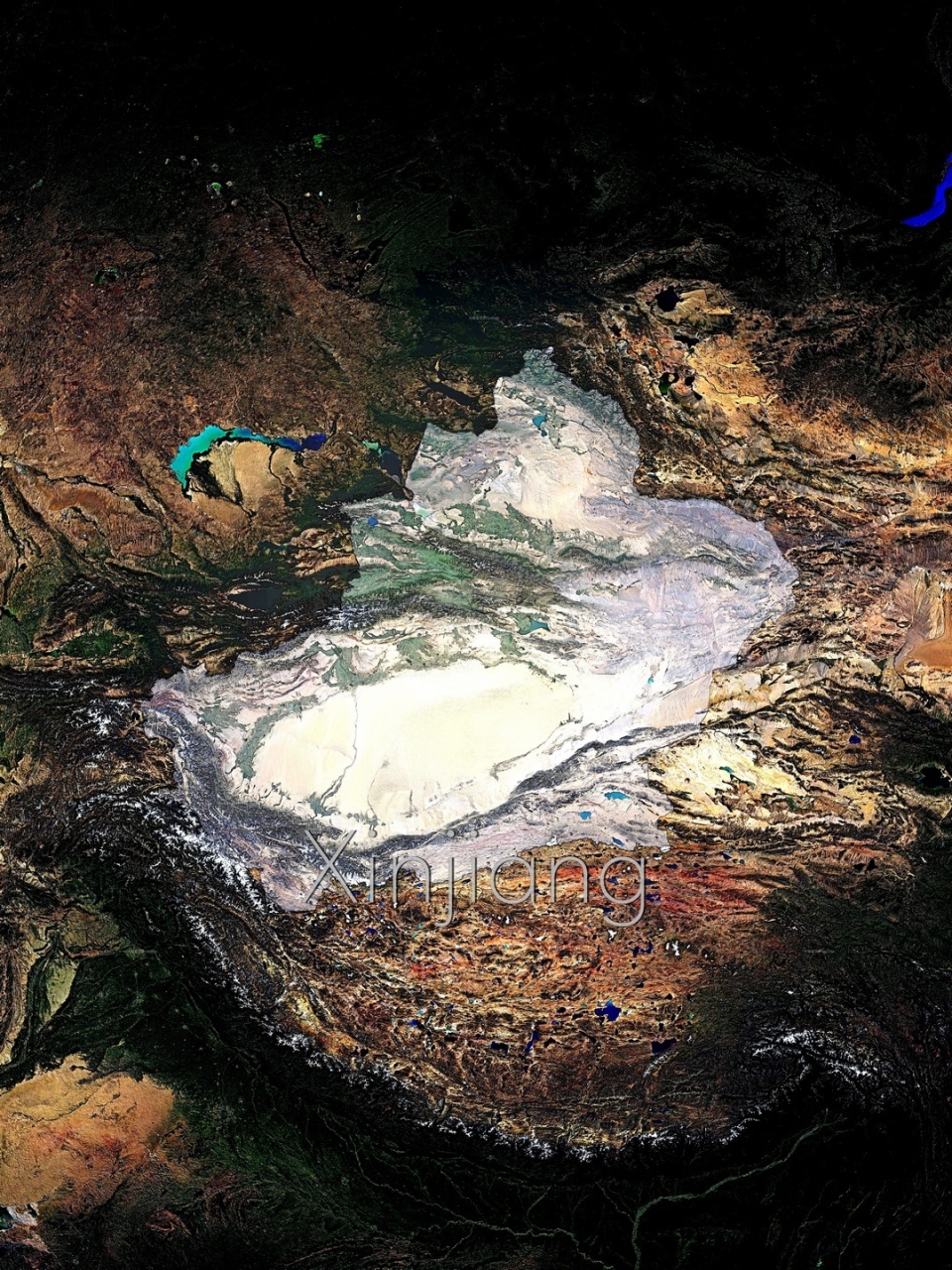 新疆主题卫星地形地图壁纸