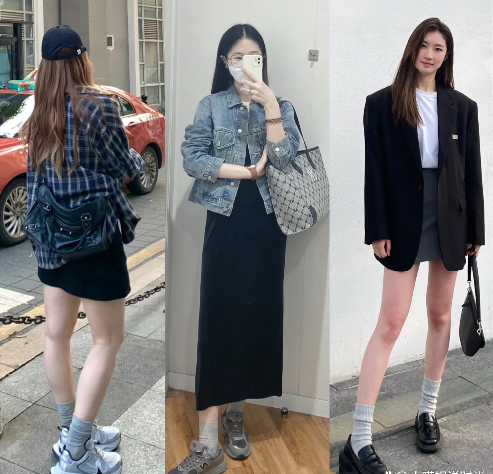 讲真,一双"中筒袜"就能提升时尚感,配裙子裤子很好看!