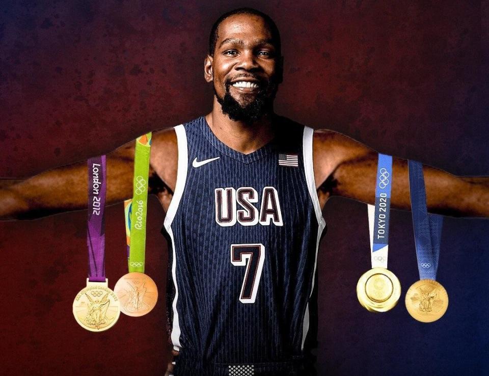 杜兰特奥运四连冠创美国首人!四届决赛轰104分 无愧美国男篮goat