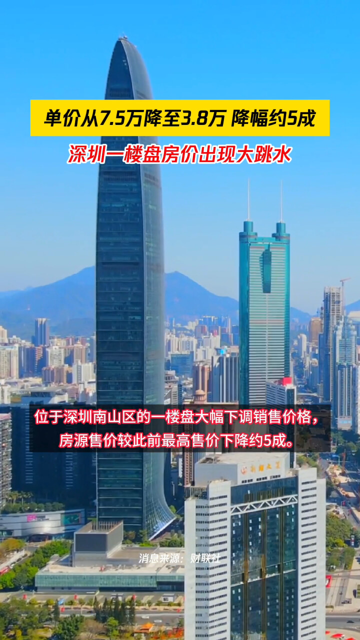 深圳一楼盘房价出现“大跳水”，单价从7.5万降至3.8万，降幅约5成_腾讯新闻