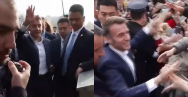 被热情包围！法国总统马克龙访问四川大学，一路和学生握手打招呼缩略图