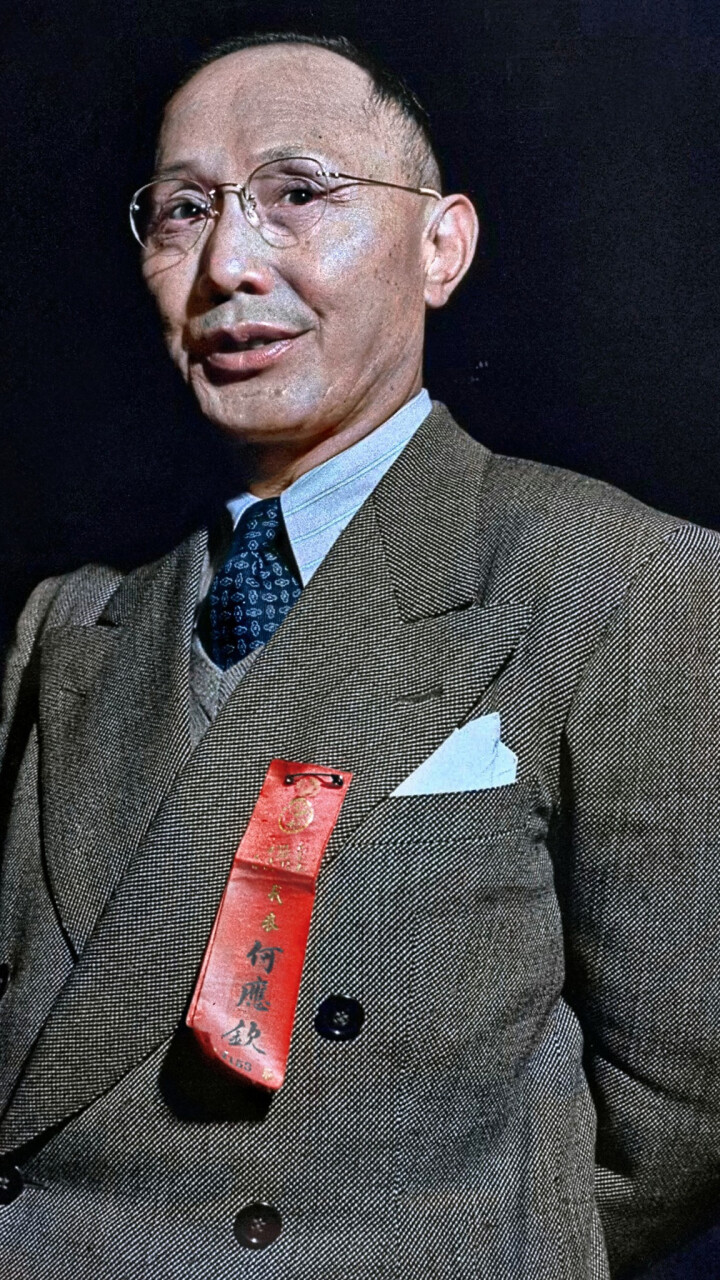 高清彩照：1948年，在南京出席会议的何应钦_腾讯新闻