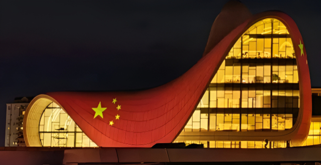 阿塞拜疆两大地标点亮五星红旗，总统送上国庆祝福缩略图