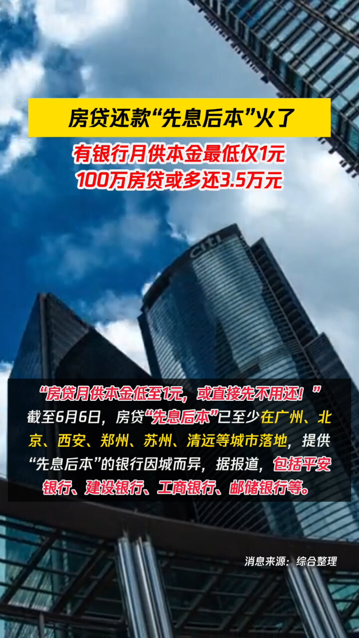 房贷还款“先息后本”火了！100万房贷或多还3.5万元_腾讯新闻