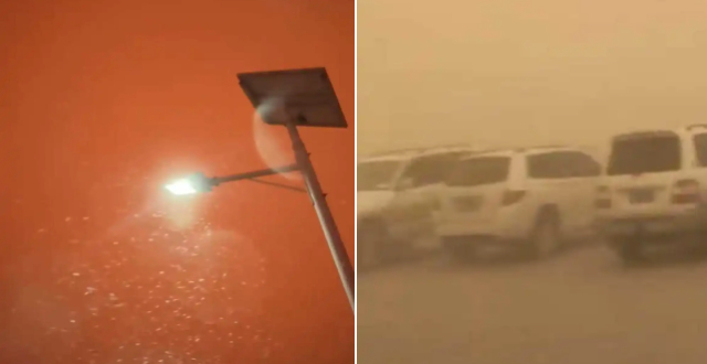 青海格尔木突发沙尘暴，当地居民：第一次见天空呈暗红色，还下着雪花，持续约半小时缩略图