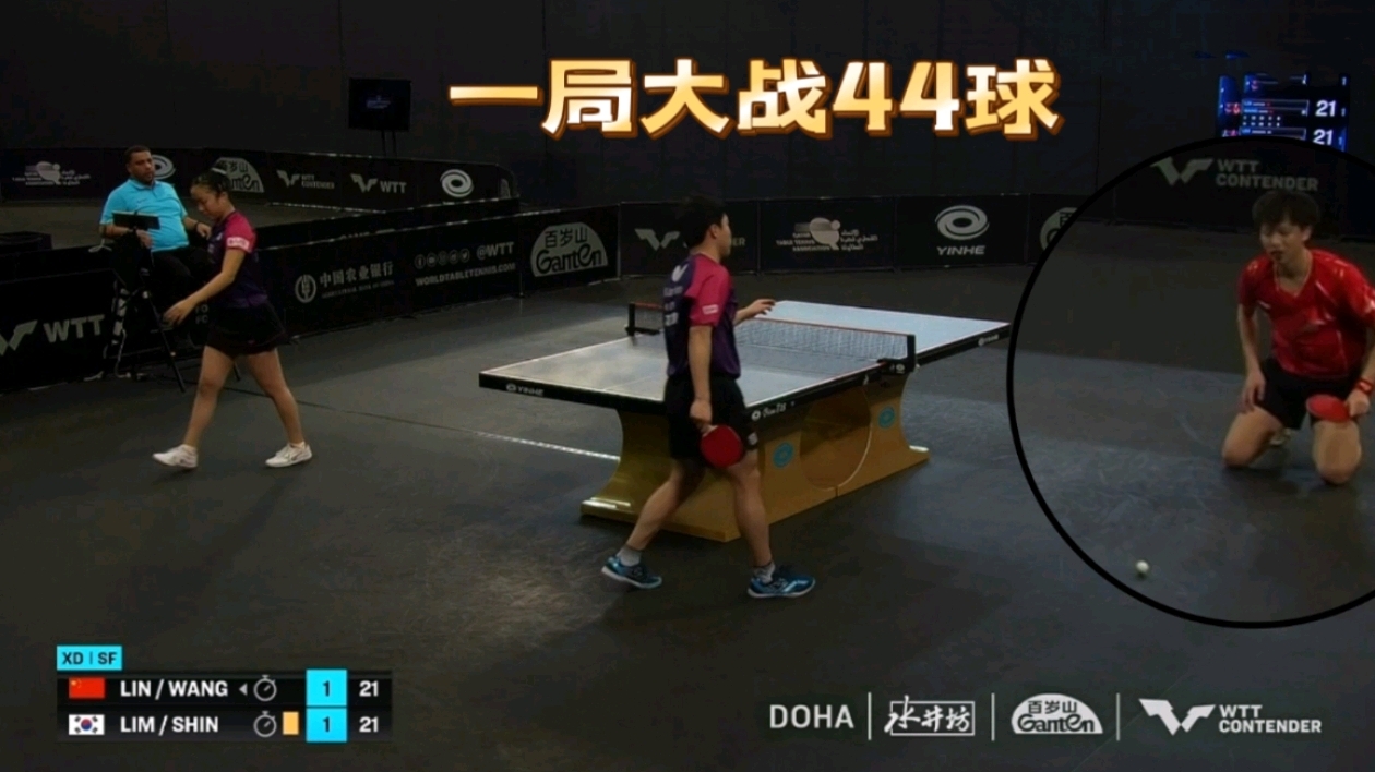 焦灼！圆满组合与对手一局打了44球，四人都绝望，林高远跪地救球_腾讯新闻