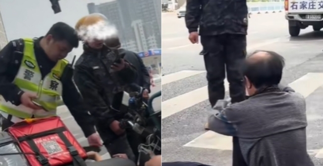 石家庄一外卖员发生事故无力赔偿当场急哭 辅警现场协调向老人代付赔偿缩略图