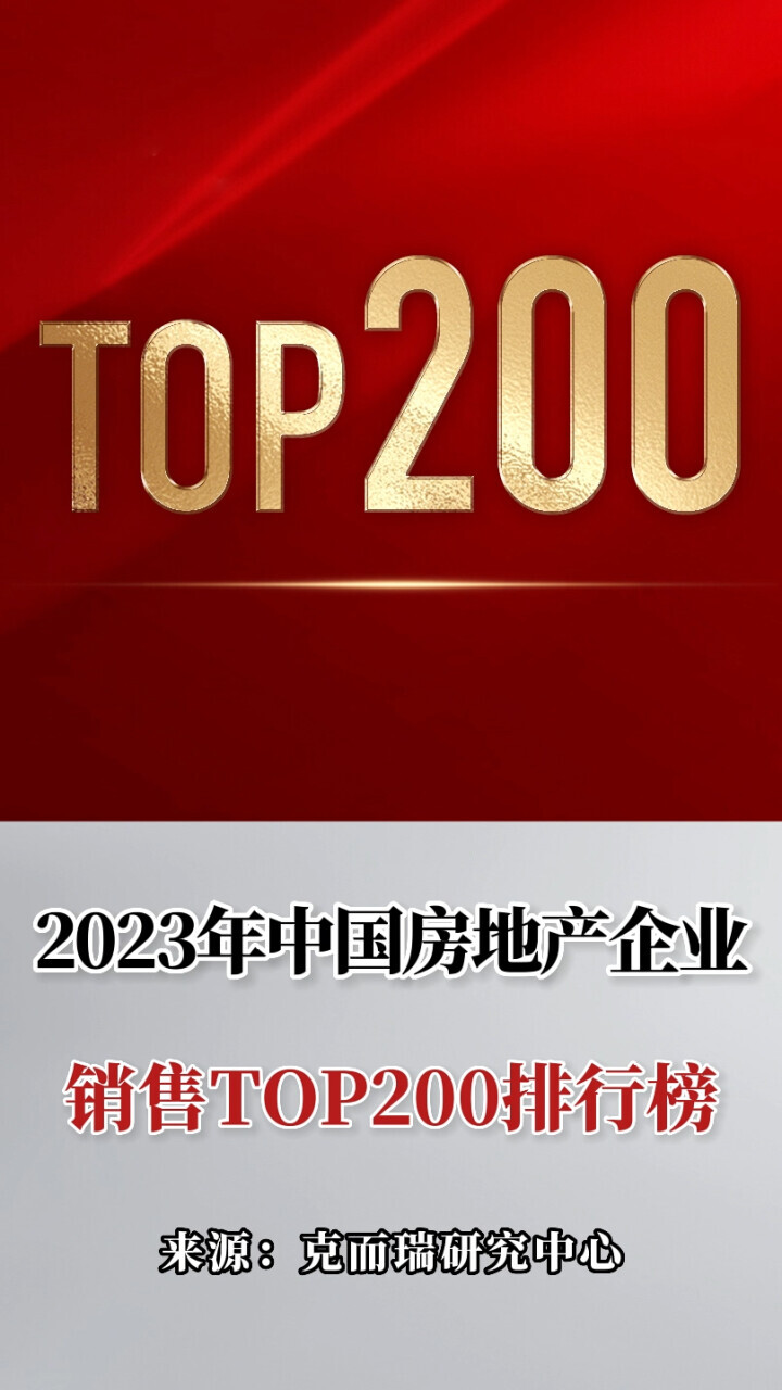 2023年中国房地产企业销售TOP200排行榜_腾讯新闻