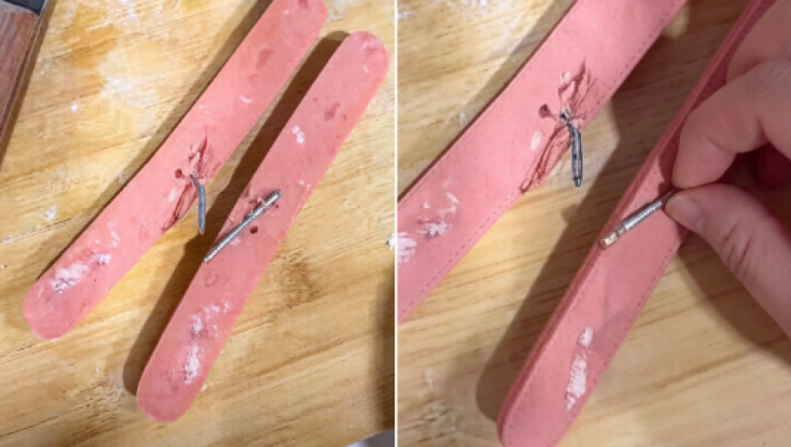 男子吃“双汇王中王”时，意外发现肠体内嵌着两根完整钢钉，双汇回应