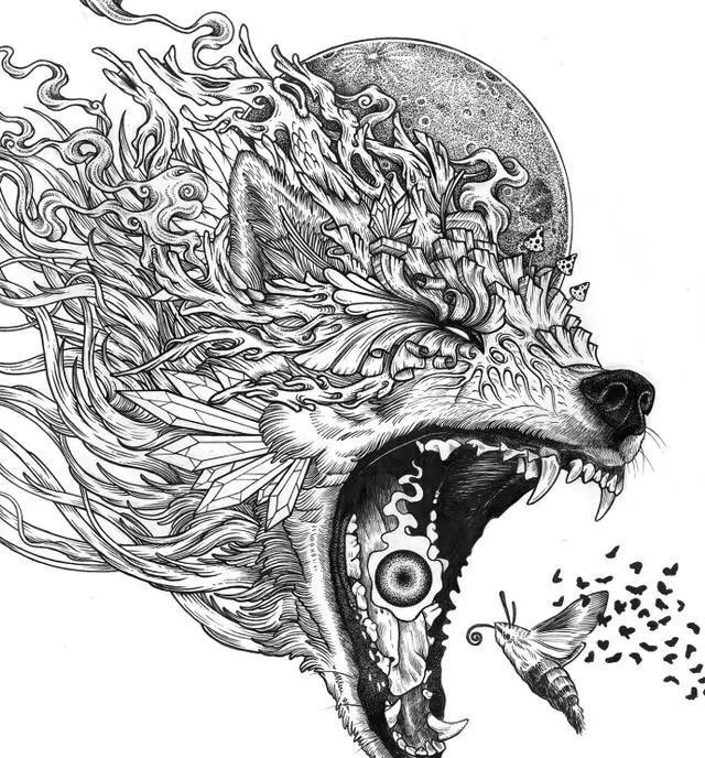 手绘山海经灵兽插画