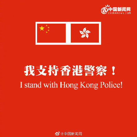 我支持香港警察一起升起国旗区旗