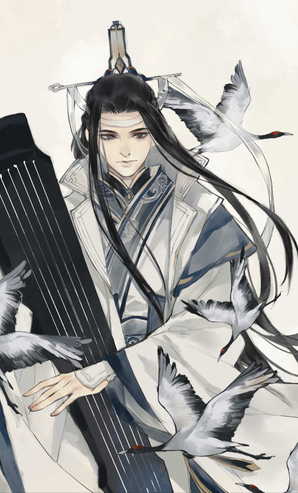 魔道祖师高清壁纸第一张蓝忘机拿琴的样子真的太a了