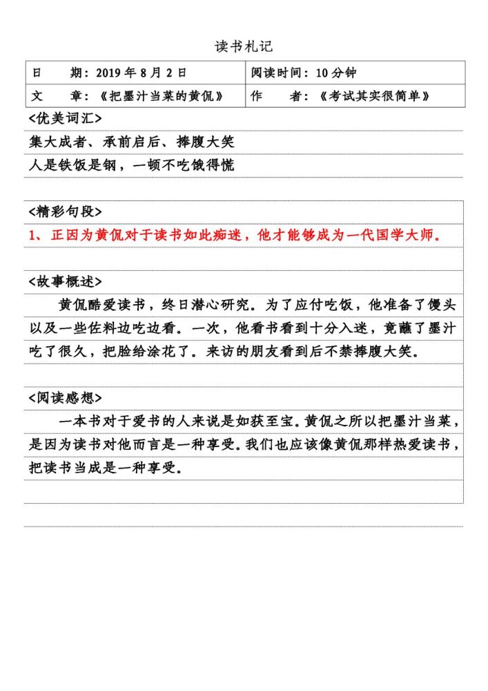 讀書筆記讀書摘抄怎麼做家長來看看