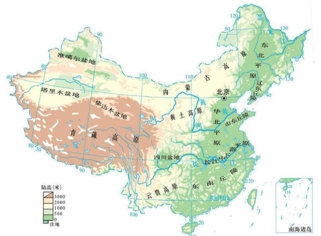 中国丘陵分布地图图片