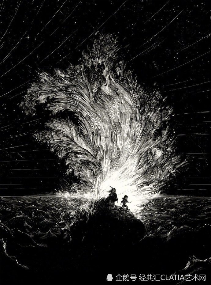 插画艺术丨黑白的神秘和张力