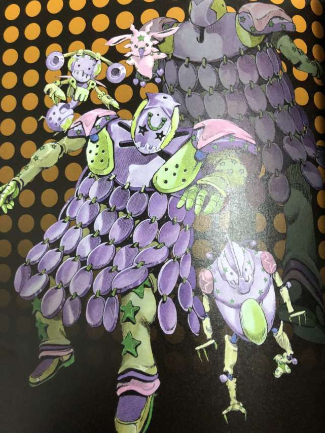 jojo7:终于数清乔尼衣服上到底有多少颗星星,牙身上也有!