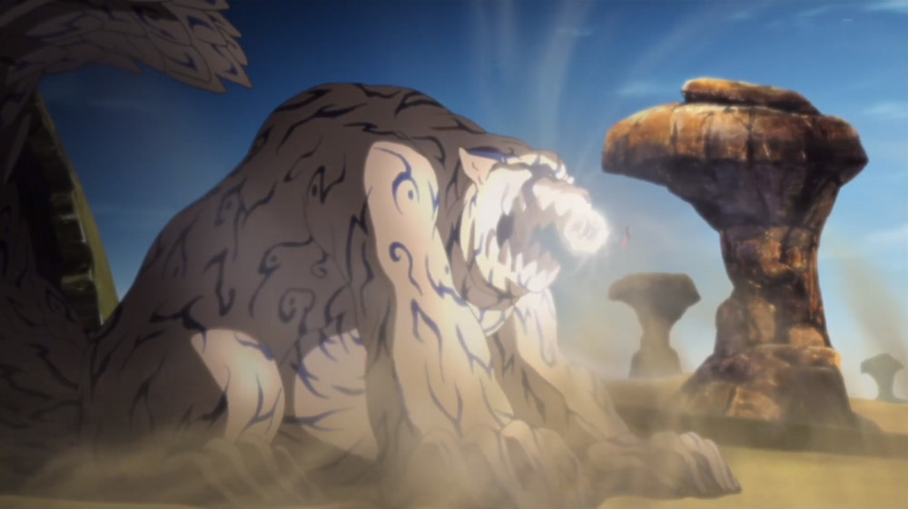 随后守鹤对大筒木浦式发动了一连串的攻击,连尾兽玉都使了出来,遗憾的