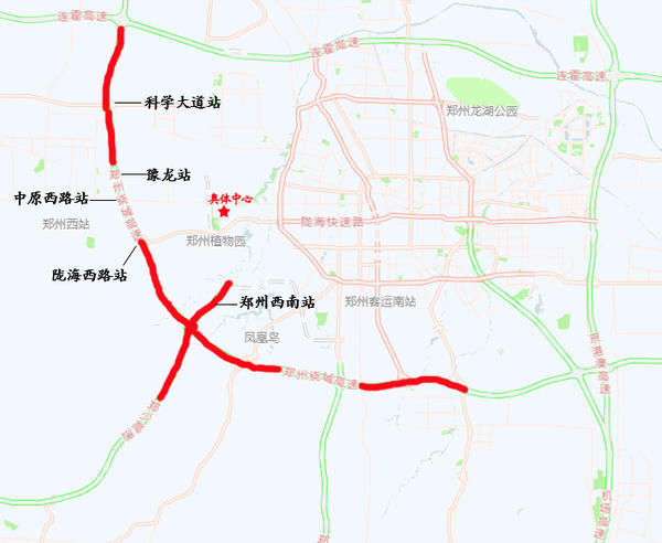 2,西部:鄭少高速,連霍高速轉鄭州繞城高速.