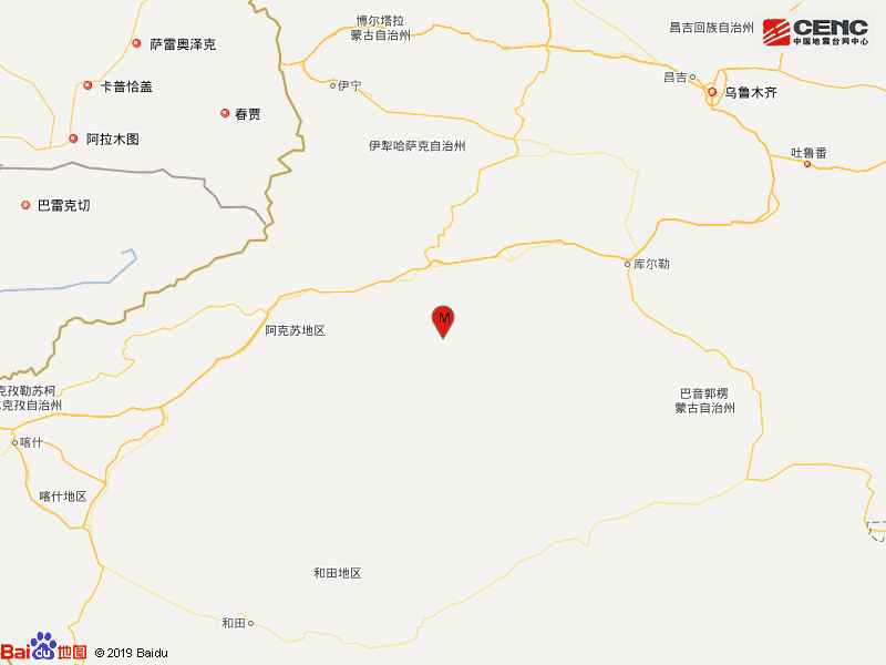 新疆阿克蘇地區沙雅縣發生3.7級地震