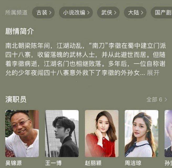 此前豆瓣上《有匪》公布的演员表中,赵丽颖,王一博,周洁琼等人的名字