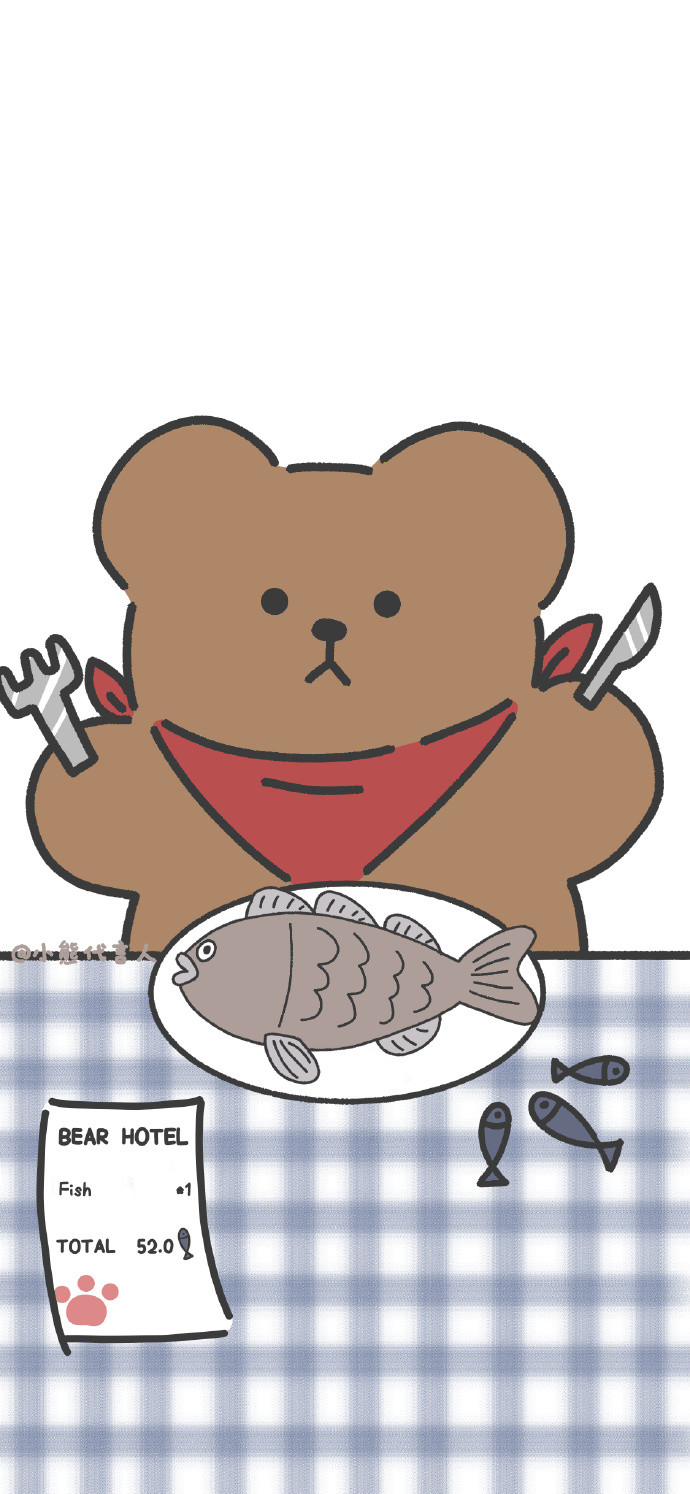 动漫图片,吃鱼的小熊