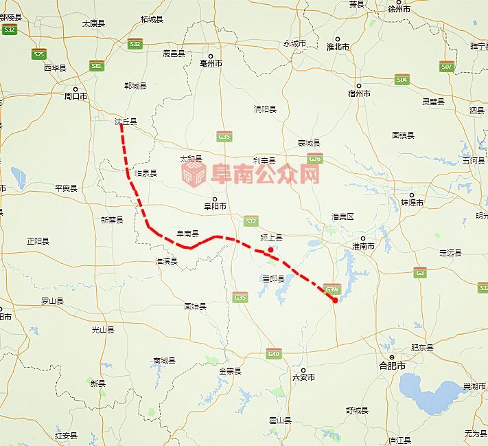 合周高速 临泉颍上段,寿县颍上段根据规划显示:合周高速将在阜南设3