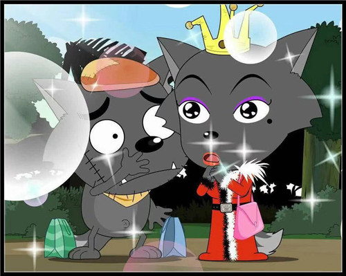 红太狼带皇冠高贵,礼服帽优雅!看她的双马尾,灰太狼眼都看直了