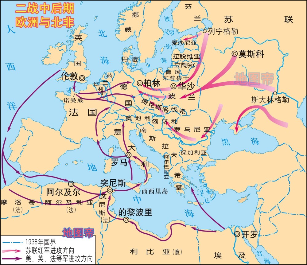二战时,英国,美国与德国,意大利的战场不仅在欧洲,也在北非.