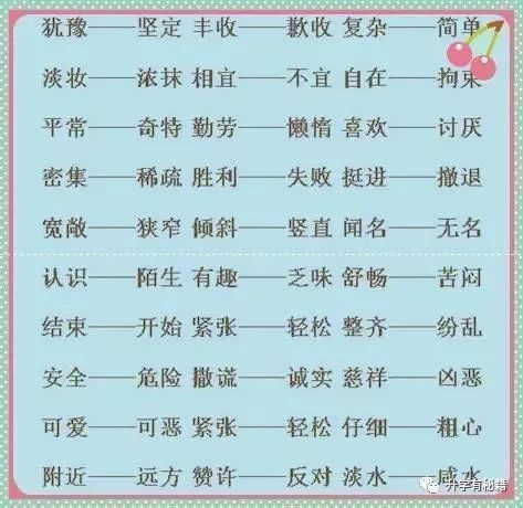 小學1000個近義詞和反義詞作文再也不詞窮