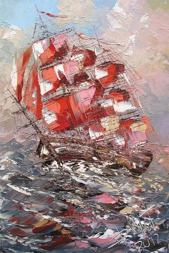 这位画家的刮刀油画神了