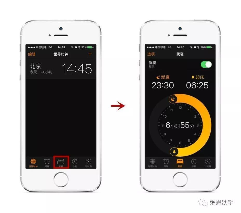 Iphone 上的 就寝 和 闹钟 有什么区别