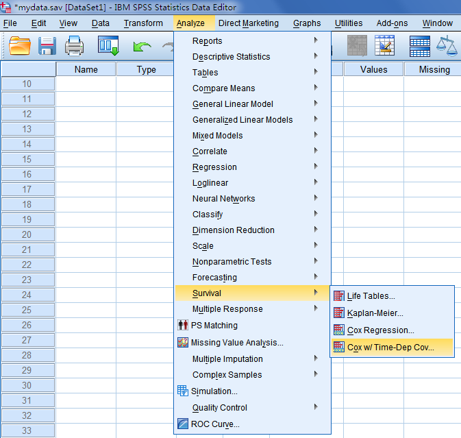 SPSS详细教程:含时间依存协变量Cox回归模型