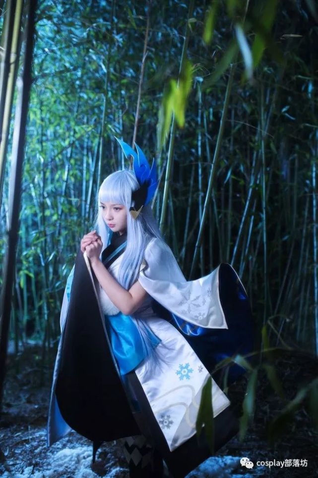cos:阴阳师雪女,夜景竹林下唯美私影.