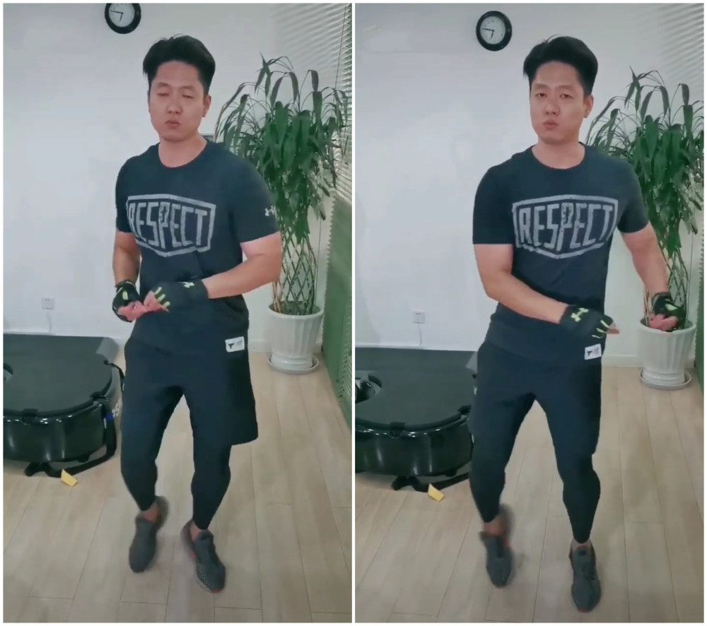 四十岁的凌潇肃变化这么大?穿紧身运动衣肌肉线条非常明显!