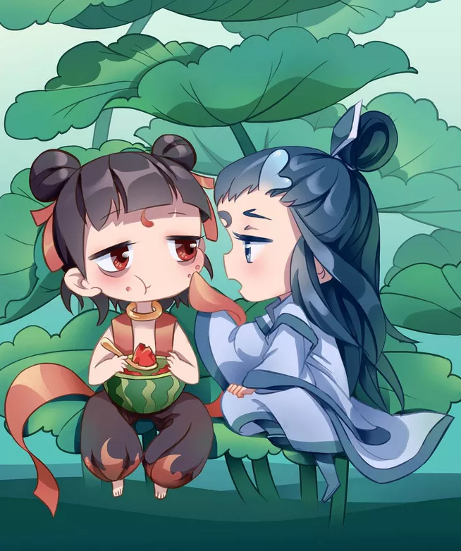 "藕饼"小剧场:哪吒羡慕母亲为父亲梳头,召唤敖丙,欲效仿母亲