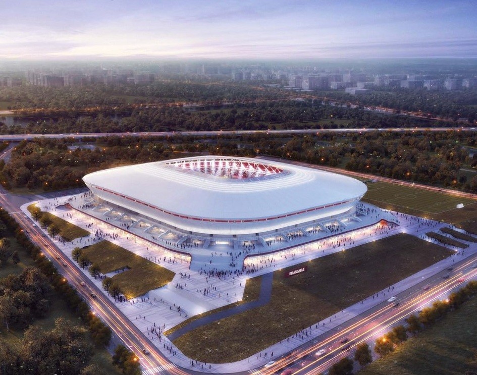 中国速度!最新图片:上港专业足球场已现漂亮外形