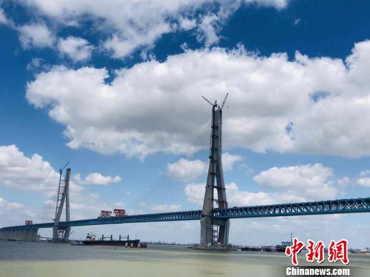 巨轮从桥下平缓驶过。朱晓颖 摄